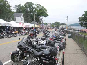 MOTORCYCLES ALONG THE STRIP DURING LACONIA BIKE WEEK