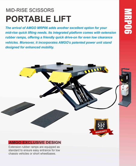 Picture of Midrise Scissor Portable Automotive / UTV Lift Amgo Hydraulics MRP06