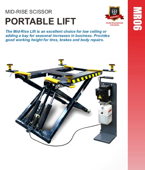 Picture of Midrise Scissor Portable Automotive / UTV Lift Amgo Hydraulics MR06