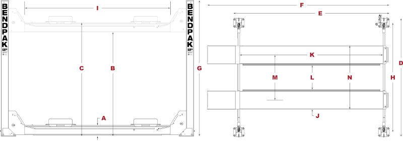 HD-14T 4 Post Lift diagram BendPak