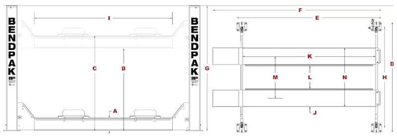 HDS-27 4 Post Truck Lift Diagram