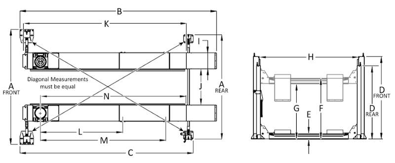 HDSO14AX BendPak 4 post lift diagram