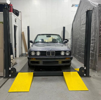 Furlong Speed BMW on 4 Post Amgo Lift